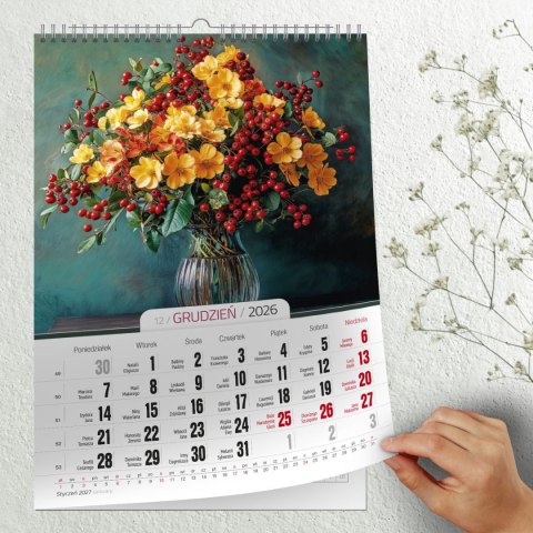 Press Kalendarz ścienny 16 stron wieloplanszowy A3 Press (Bukiety)