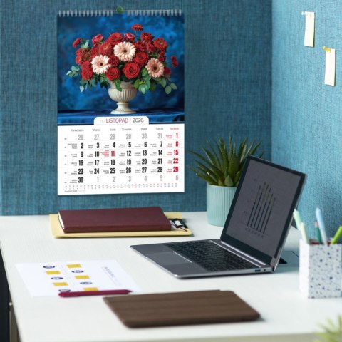 Press Kalendarz ścienny 16 stron wieloplanszowy A3 Press (Bukiety)