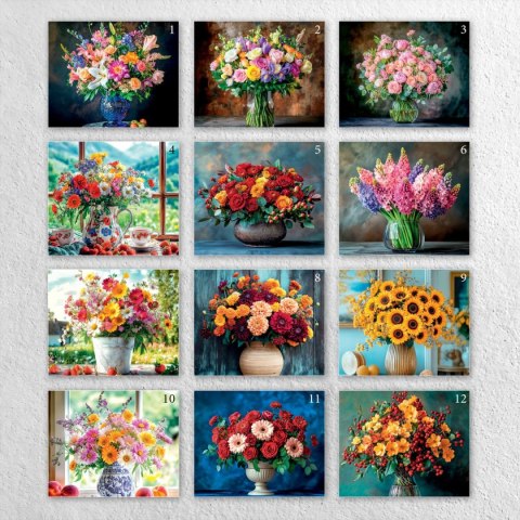 Press Kalendarz ścienny 16 stron wieloplanszowy A3 Press (Bukiety)