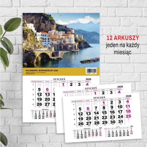 Press Kalendarz ścienny JEDNODZIELNY WIDOK A4 210mm x 295mm Press