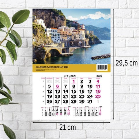 Press Kalendarz ścienny JEDNODZIELNY WIDOK A4 210mm x 295mm Press