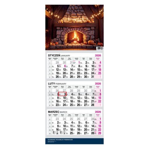 Press Kalendarz ścienny PREMIUM trójdzielny A4 Press (KOMINEK)