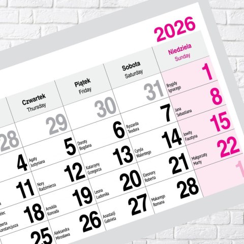 Press Kalendarz ścienny PREMIUM trójdzielny A4 Press (KOMINEK)