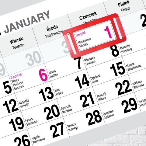 Press Kalendarz ścienny PREMIUM trójdzielny A4 Press (KOMINEK)