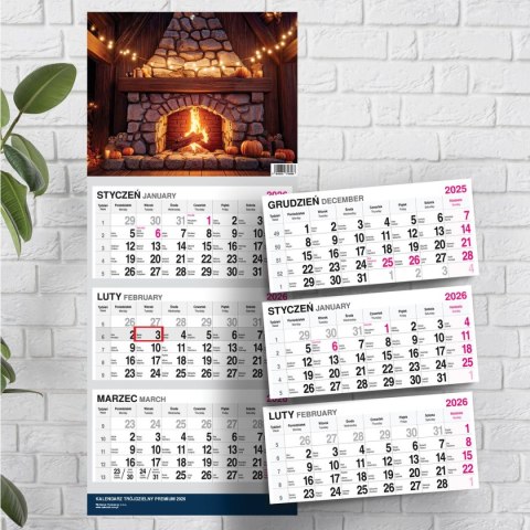 Press Kalendarz ścienny PREMIUM trójdzielny A4 Press (KOMINEK)