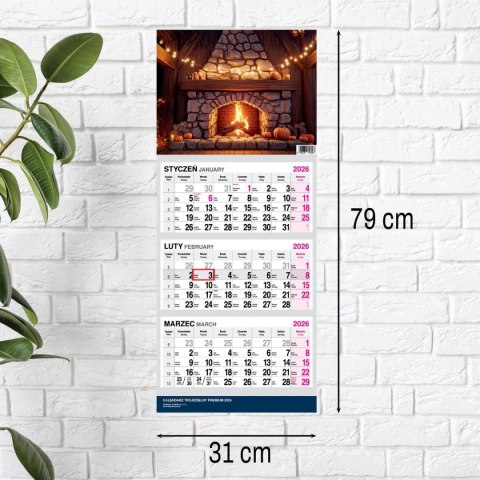 Press Kalendarz ścienny PREMIUM trójdzielny A4 Press (KOMINEK)