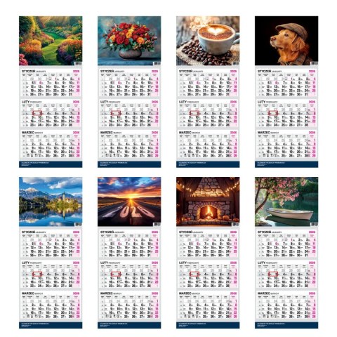 Press Kalendarz ścienny PREMIUM trójdzielny A4 Press (KOMINEK)