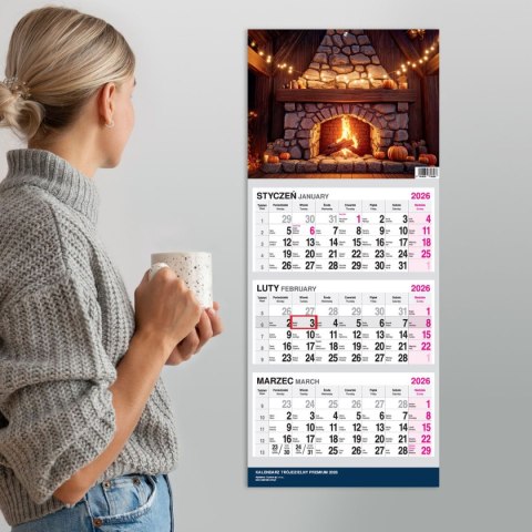 Press Kalendarz ścienny PREMIUM trójdzielny A4 Press (KOMINEK)