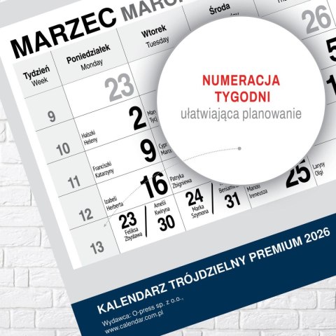 Press Kalendarz ścienny PREMIUM trójdzielny A4 Press (OGRÓD)