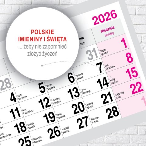 Press Kalendarz ścienny PREMIUM trójdzielny A4 Press (OGRÓD)