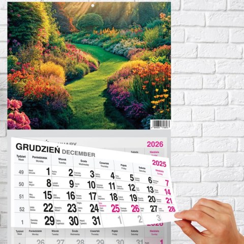 Press Kalendarz ścienny PREMIUM trójdzielny A4 Press (OGRÓD)