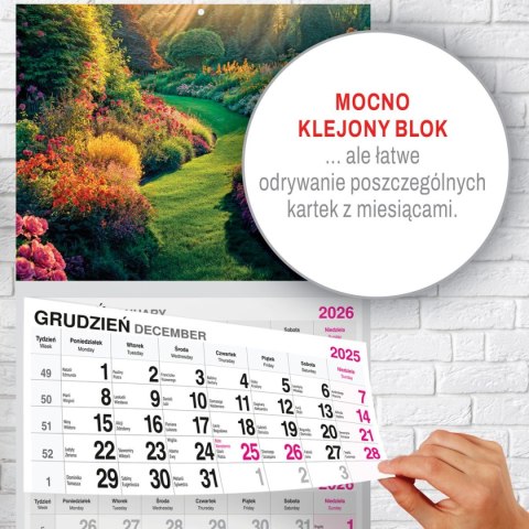 Press Kalendarz ścienny PREMIUM trójdzielny A4 Press (OGRÓD)