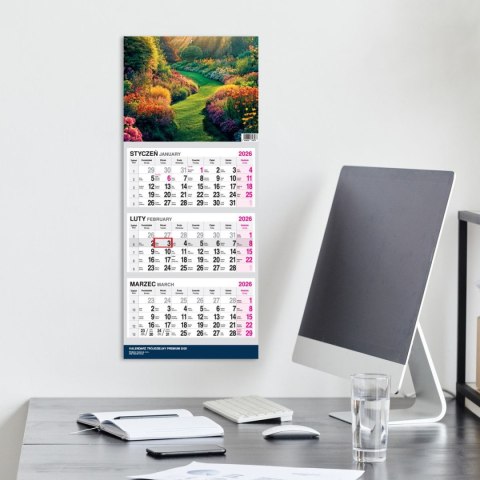 Press Kalendarz ścienny PREMIUM trójdzielny A4 Press (OGRÓD)