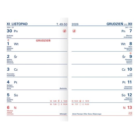 Wydawnictwo Telegraph Kalendarz książkowy (terminarz) TIK kieszonkowy 82mm x 120mm Wydawnictwo Telegraph (K1)