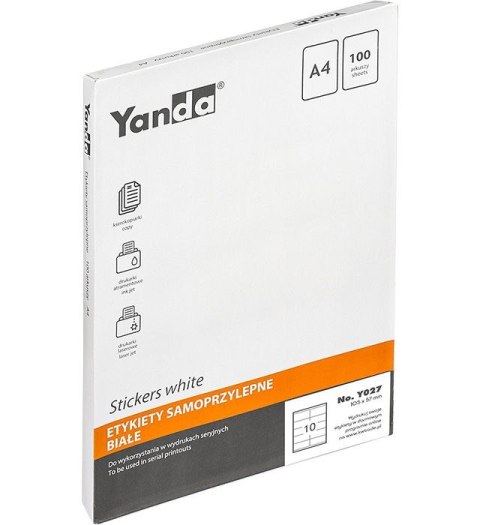 Yanda Etykieta samoprzylepna Y027 A4 biała [mm:] 105x57 Yanda (150-1467)