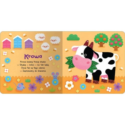 Aksjomat Książka dla dzieci Pogłaszcz zwierzęta. Na wsi. Książeczka sensoryczna z brokatem Aksjomat