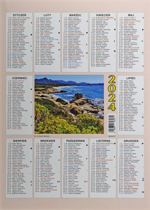 Beskidy Kalendarz ścienny plakietka A4 250mm x 350mm Beskidy