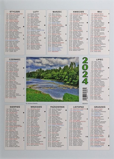 Beskidy Kalendarz ścienny plakietka A4 250mm x 350mm Beskidy