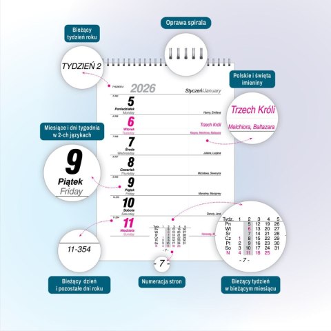 Press Kalendarz biurkowy A5 A5 Press (TYGODNIOWY)