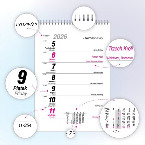 Press Kalendarz biurkowy A5 A5 Press (TYGODNIOWY)