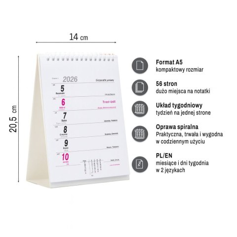 Press Kalendarz biurkowy A5 A5 Press (TYGODNIOWY)