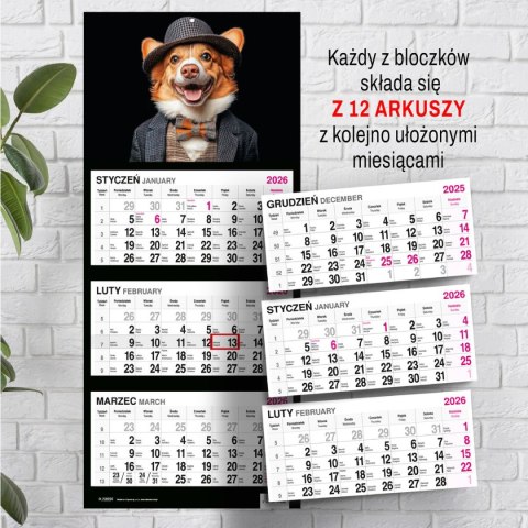 Press Kalendarz ścienny PIES 310mm x 790mm Press