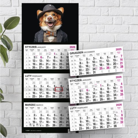 Press Kalendarz ścienny PIES 310mm x 790mm Press