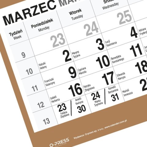 Press Kalendarz ścienny PIES A5 210mm x 450mm Press