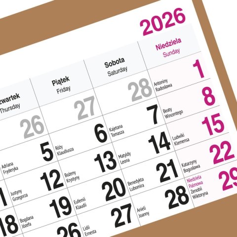 Press Kalendarz ścienny PIES A5 210mm x 450mm Press