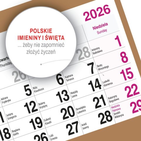 Press Kalendarz ścienny PIES A5 210mm x 450mm Press