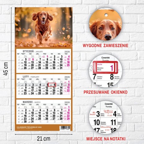 Press Kalendarz ścienny PIES A5 210mm x 450mm Press