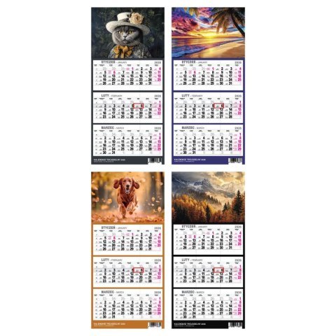 Press Kalendarz ścienny PIES A5 210mm x 450mm Press