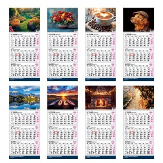 Press Kalendarz ścienny PREMIUM trójdzielny A4 Press (WIDOK)