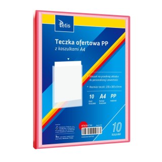 Tetis Teczka plastikowa na zatrzask czerwona A4 z 10 koszulkami 5903242104763 A4 czerwony Tetis (BT630-C10)