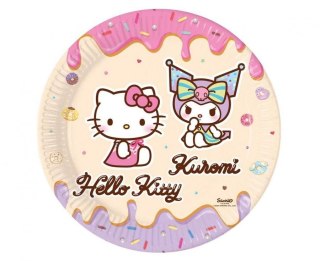 Godan Talerz jednorazowy Hello Kitty and Kuromi papier śr. 230mm 8 szt Godan (98232)