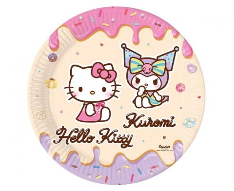 Godan Talerz jednorazowy Hello Kitty and Kuromi papier śr. 230mm 8 szt Godan (98232)