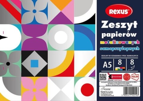 Rexus Zeszyt papierów kolorowych metalizowane samoprzylepne A5 8k Rexus (2143)