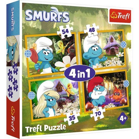 Trefl Puzzle Życie w Wiosce Smerfów 4w1 el. Trefl (34664)