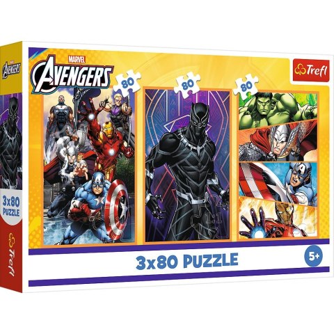 Trefl Puzzle Avengers Dni pełne akcji 3x80 el. Trefl (34883)