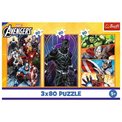 Trefl Puzzle Avengers Dni pełne akcji 3x80 el. Trefl (34883)