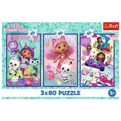 Trefl Puzzle Gabby Owady na łące 3x80 el. Trefl (34882)