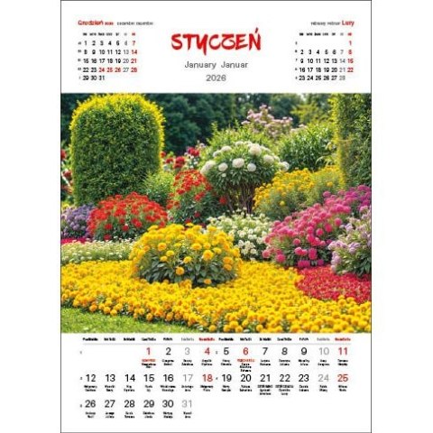 Jotan Kalendarz ścienny OGRODY WIELOPLANSZOWY 330mm x 500mm Jotan (WP133)