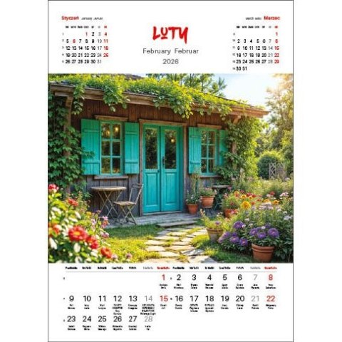 Jotan Kalendarz ścienny OGRODY WIELOPLANSZOWY 330mm x 500mm Jotan (WP133)