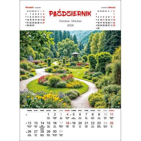 Jotan Kalendarz ścienny OGRODY WIELOPLANSZOWY 330mm x 500mm Jotan (WP133)