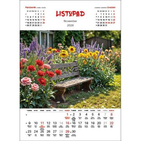 Jotan Kalendarz ścienny OGRODY WIELOPLANSZOWY 330mm x 500mm Jotan (WP133)