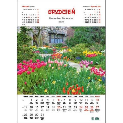 Jotan Kalendarz ścienny OGRODY WIELOPLANSZOWY 330mm x 500mm Jotan (WP133)