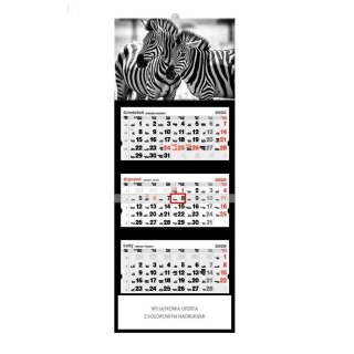 Jotan Kalendarz ścienny ZEBRY trójdzielne 320mm x 855mm Jotan (T61)