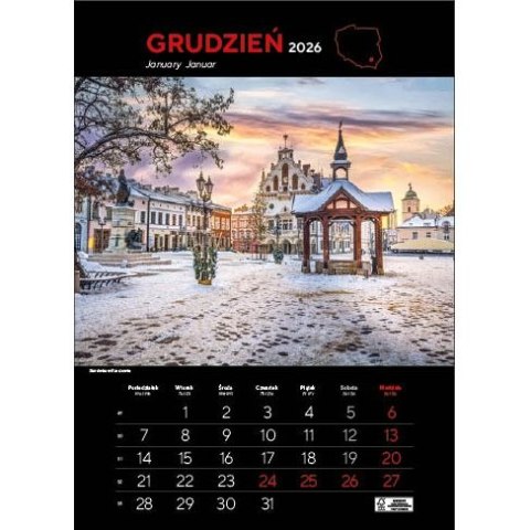 Jotan Kalendarz ścienny NAJ.MIASTA POLSKI 13 planszowe 315mm x 500mm Jotan (WP 119)
