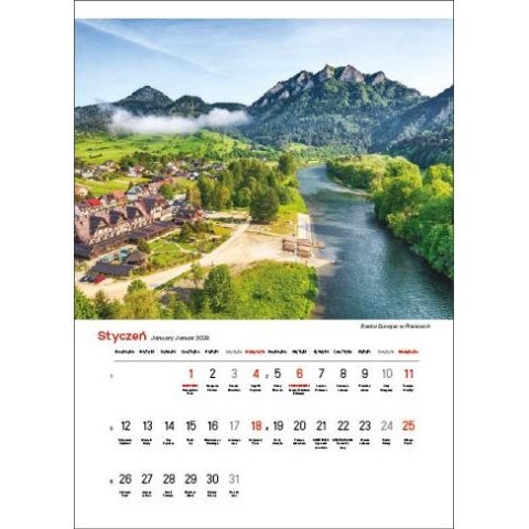 Jotan Kalendarz ścienny NAJPIĘKNIEJSZE RZEKI POLSKI 13 planszowe A3 330mm x 500mm Jotan (WP123)
