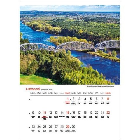 Jotan Kalendarz ścienny NAJPIĘKNIEJSZE RZEKI POLSKI 13 planszowe A3 330mm x 500mm Jotan (WP123)